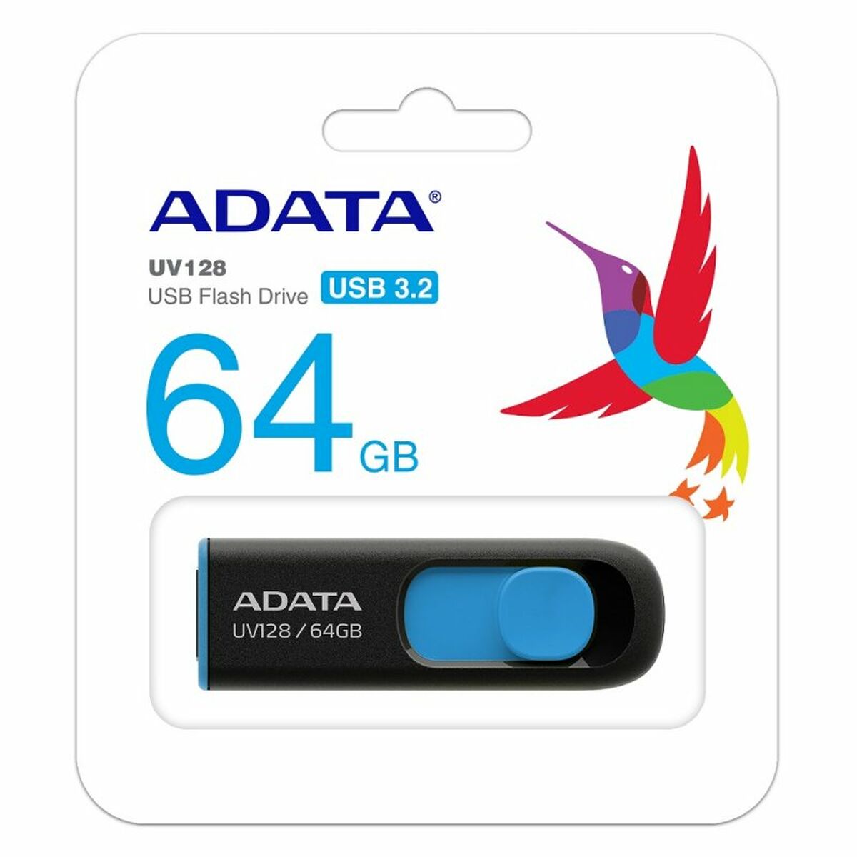 USB Pendrive Adata 64GB DashDrive UV128 Blau Schwarz 64 GB